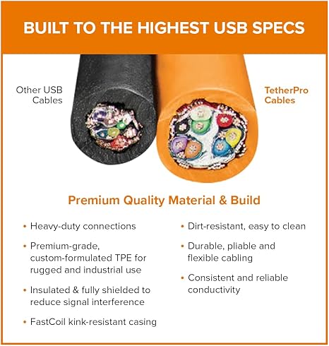 Tether Tools TetherPro USB-C to USB-C Right Angle Cable | for Power Delivery, Fast Transfer and Connection Between Camera and Computer | High Visibility Orange | 15 feet (4.6 m) Tether Tools TetherPro USB-C to USB-C Right Angle Cable | for Power Delivery, Fast Transfer and Connection Between Camera and Computer | High Visibility Orange | 15 feet (4.6 m)